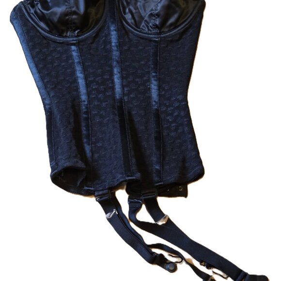 1950's vintage Scandale black girdle corset bra by Tru Balance sz 32b w garters - Picture 6 of 8